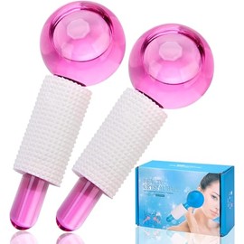 Mian-Globos de Hielo Rosa para Facial, Globos de Masaje de Piel Fra O Caliente, Globos de Hielo para Rostro, Los Globos de Hielo Faciales Tensan La...