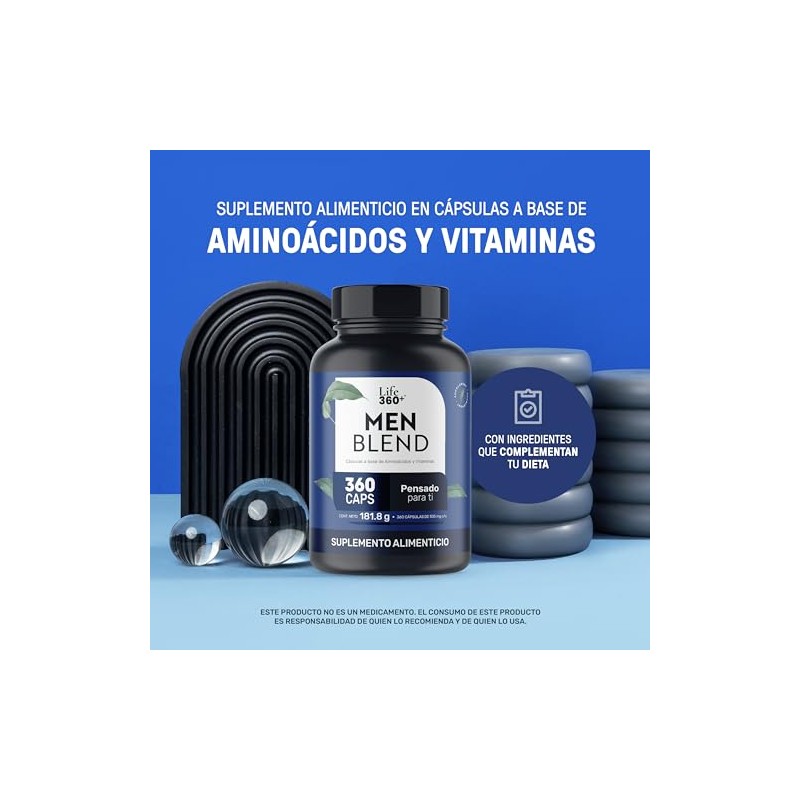 LIFE 360+ Men Blend Multivitaminico para Hombre | 360 cápsulas