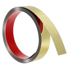 uxcell Wall Trim Molding, 16.4 ft x 1.18 in Stainless Steel Peel and Stick Self Adhesive Trim Metalized Mirror-Like Finish Strip Border Edge Frame Trim for Home DIY Decoration, Gold