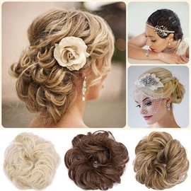 Scrunchy Scrunchie Bun Updo Hairpiece Hair Ribbon Ponytail Extensions Hair Extensions Wavy Curly Messy Hair Bun Donut Hair Chignons Hair Piece Wig Dark Ash Blonde