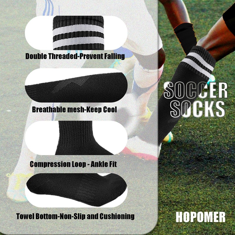 Soccer Shin Guards and Knee-High Socks, Black (Black, S)