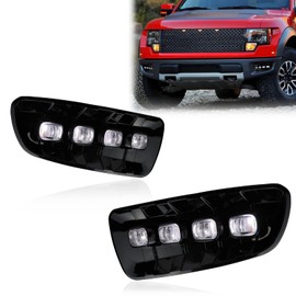 GEEGEETOP Switchback White Amber LED Front Fog Daytime Sequential Running Lamp Bumper Light LED Turn Signal Feature Compatible with Ford F150 2010-2014 SVT Raptor