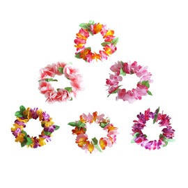 6 coronas hawaianas, diadema de flores tropicales de luau, corona floral más gruesa para verano, playa, piscina, fiesta, suministros de recuerdos