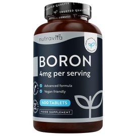 Nutravita Boron - 4mg Pure BOR per Tablet - 400 Vegan Tablets - 13 Month Supply - Lab Tested Boron Supplements - No Unwanted Additives - High Dose BOR - Vegan-Friendly