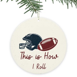 Rugby Christmas Ornament,Football Ornaments,This is How I Roll, Funny Holiday Keepsake Xmas Tree Hanging Decor,Gift for Friends,Family,Boys,Students