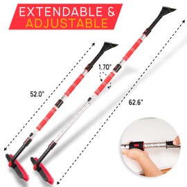 VaygWay Ice Scraper and Extendable Snow Brush for Car Windshield- Adjustable Length Foam Grip 360° Pivoting Brush Head for Snow, 2 in 1 Sturdy Winter Ice and Snow Remover for Car, Truck, Van