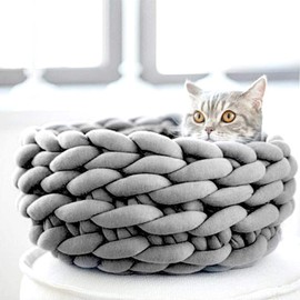 Bulky Arm Knitting Wool, Chunky Knitted Cuddly Blanket, 500 g Length Approx. 25 m, Roving Yarn for Hand Knitting, Crochet, Icelandic, Chunky Knit, Soft Wool Yarn, Pet Bed, Sofa (Dark Grey)