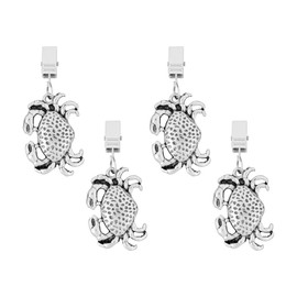 UPware Crab Tablecloth Weights with Metal Clips, Zinc Alloy Decorative Holders, Outdoor Picnic Table Cloth Clips, Silver, Set of 4