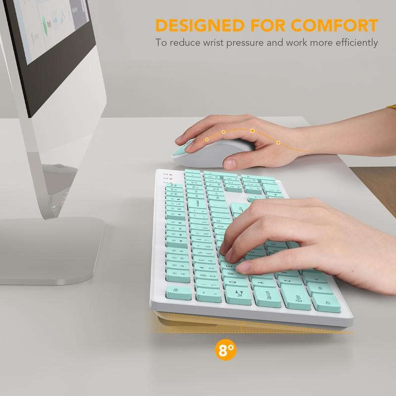 SABLUTE Wireless Keyboard and Mouse, Full-Size Wireless Mouse and Keyboard