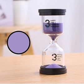 Veoley 3 Minutes Sand Timer Hourglass Sandglass Sand Clock for Games Classes Toothbrushing Workout - Purple