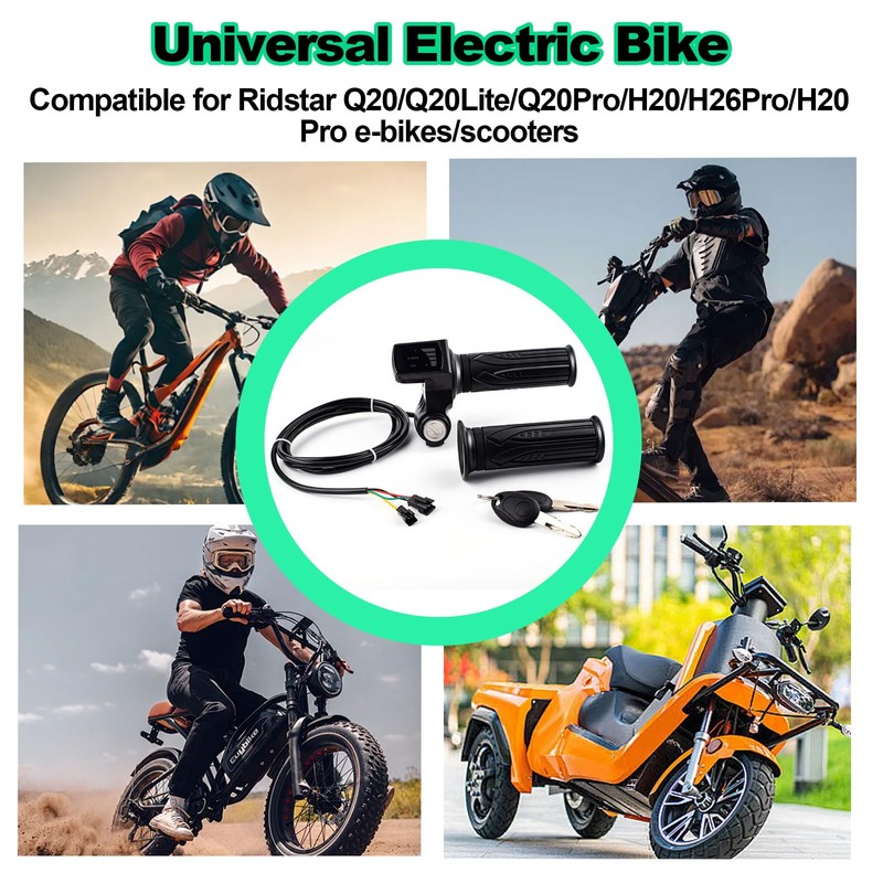 Royitay Ebike Full Twist Throttle Replacement for Ridstar Q20/Q20Lite/Q20Pro/H20/H26Pro/H20,48V, LCD