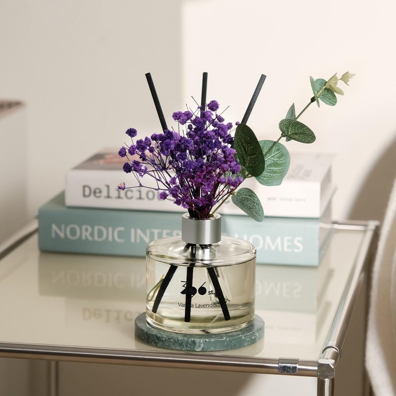 396 st. Preserved Baby's Breath Flower Reed Diffuser, Black Cherry,