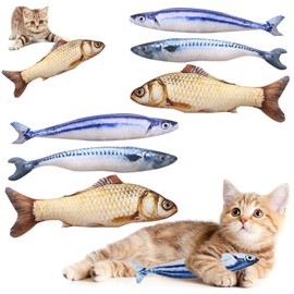 Mumoo Bear Cat Toys - 6 Pack Catnip Fish Toys for Cats, 20cm Soft Catnip Toy Interactive Plush for Indoor Cat Toys Scratch Chewing Teeth Grinding Pet Pillows for Cats and Kittens