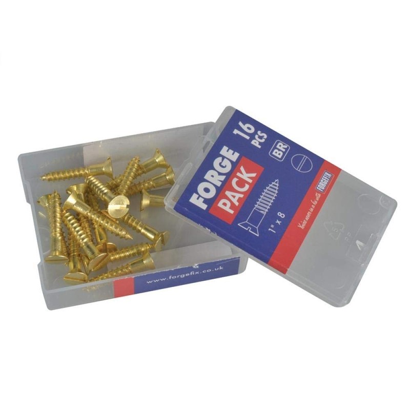 ForgePack Wood Screws - Solid Brass | 1" x 8