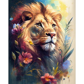 TISHIRON DIY Paint by Numbers for Adults Beginner Lion Adult Paint by Numbers Abstract Florals Art Paint by Number for Adults Paint by Numbers Crafts for Adults Kids 16x20 in