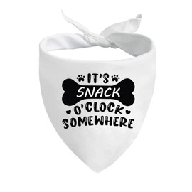 JXGZSO 1 Piece It's Snack O'Clock Somewhere Dog Bandana Funny Dog Bandana (Snack O'Clock Dog)