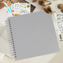 Miaikoe DIY Scrapbook Album 25.5x25.5 cm Hardcover Kraft Blank Paper Scrap Book with 40 Sheets Memory Book for Family Wedding Photography Anniversary (Grey)