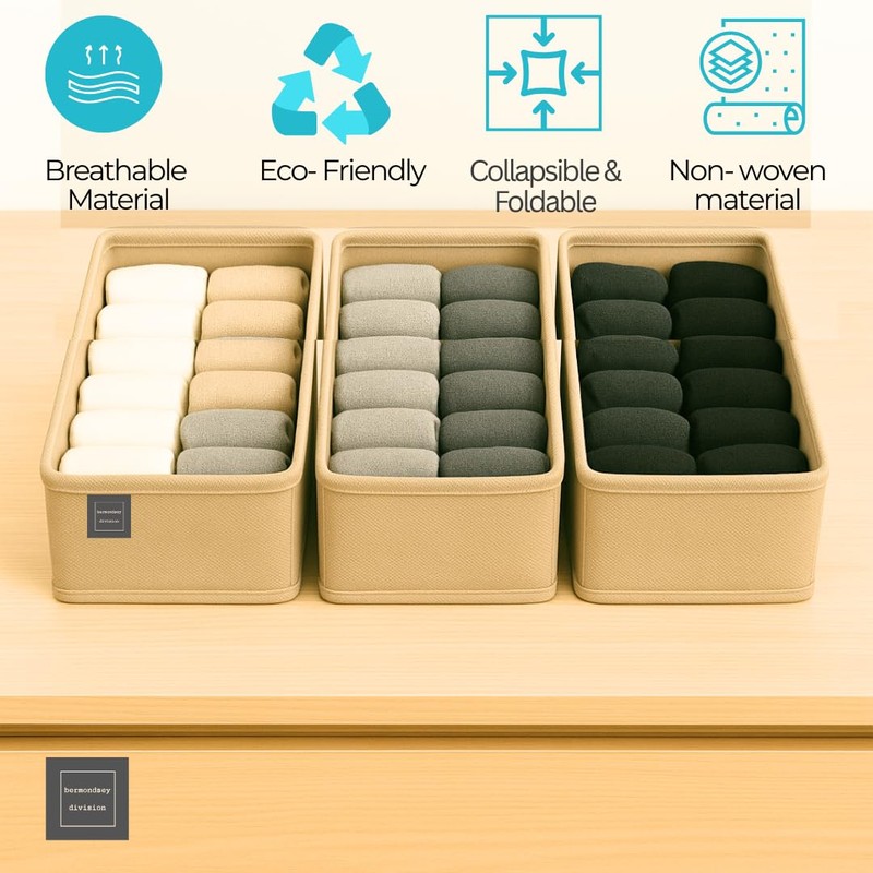 Bermondsey Division Set of 6 Drawer Organiser Stone Divider Drawer