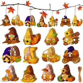 36 Pieces Pendant Autumn Decoration, Autumn Decoration Indoor/Outdoor, Decorative Pendant Autumn with 10 m Rope, Thanksgiving Decoration, Wooden Maple Leaf Pendant for Autumn and Thanksgiving