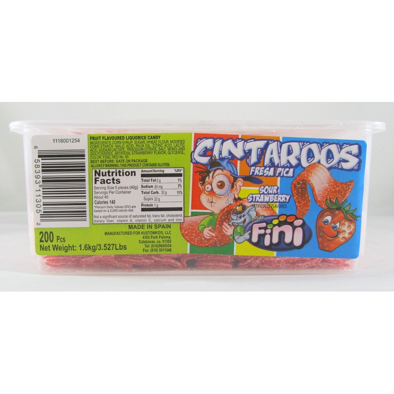 Fini Cintaroos Strawberry Sour Candy Strips 200 Pcs