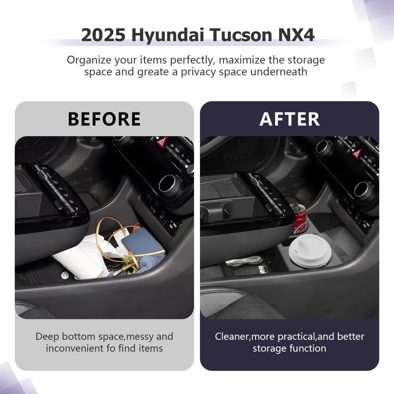 LUWU Lower Console Organizer Compatible with 2025 Hyundai Tucson Accessories