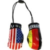 USA and Germany Novelty Mini Boxing Gloves with Black Plastic