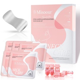 Neck Collagen Mask with Astaxanthin Essence, 2 in 1 Anti-Wrinkle & Firming Neck Patches with Hydrating Collagen for Tightening, Skin Repair & Moisture Boost, 5-Pack for Daily Use & Travel