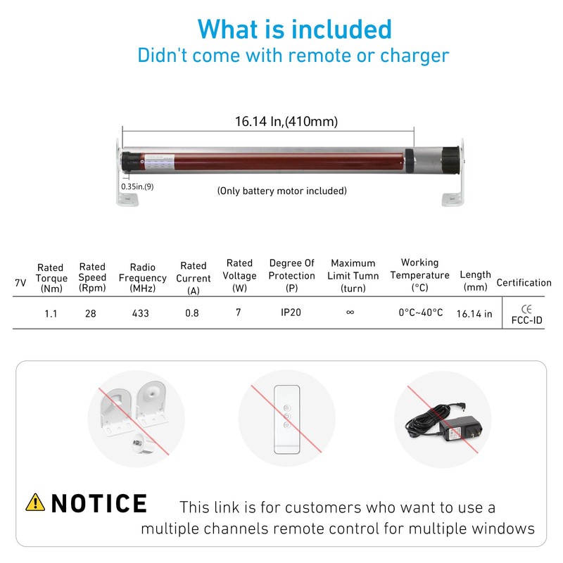 Rollerhouse ERB25 Battery Roller Shade Motor for DIY Electric Roller