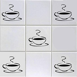12 X Coffee Tea Cup Tile Stickers to FIT 6 inch Tiles Kitchen Wall Art Shop Home Hotel BAR Cafe