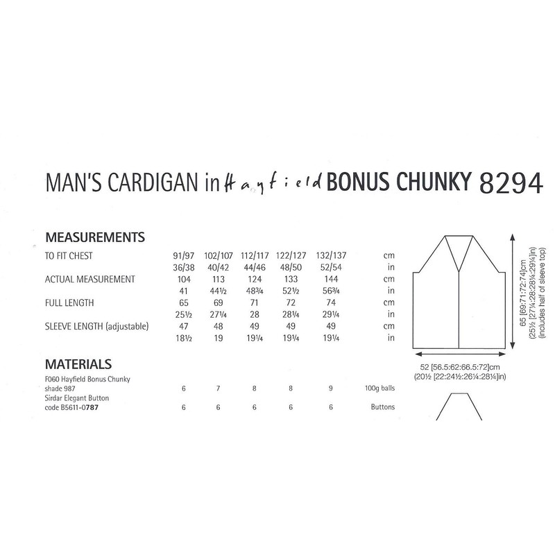 Hayfield Bonus Chunky Knitting Pattern - 8294 Men's Cardigan