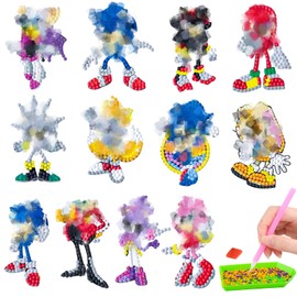 Pack of 12 5D Diamond Painting Sticker Kits, Cartoon Diamond Painting Children, Diamond Painting Mosaic Stickers, Diamond Painting Stickers, DIY Diamond Craft Set, Gifts for Boys and Girls