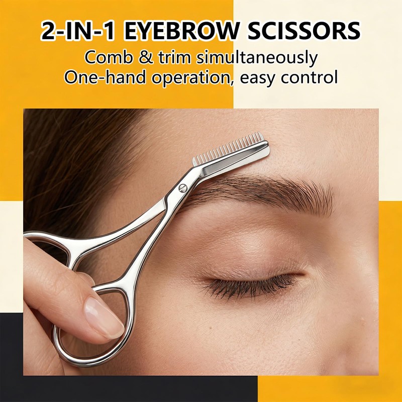 FunnAura 2 Pcs Eyebrow Scissors – Stainless Steel Brow Trimming