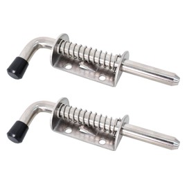 2pcs Spring Loaded Latch Pin, 5 Inch/128mm Stainless Steel Barrel Bolt, Garage Door Lock, Heavy Duty Spring Loaded Gate Latch with Grip for Doors, Shelves, Yard Gate and Garage -10 x 128mm