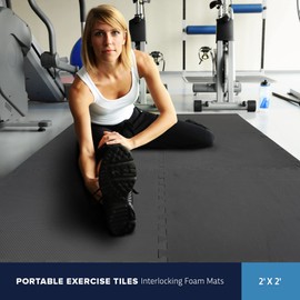 IncStores 1 Inch Thick Exercise Foam Flooring Tiles | High-Density Interlocking Foam Tiles for Portable Floor Protection in Your Home Gym, Playroom, and More | Grey, 12 Tiles