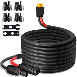 Feotech Solar to XT60 Cable 50FT/15.24M Extension Cable 12AWG XT60 Cable with 4 Pairs-IP67-Male/Female Solar Connectors for Solar Panel Extension Wire to RV Power Station