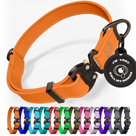 NexaPaw Biothane Dog Collar with Cobra Buckle - Made in USA - QR Code Dog Tag ID Included - Adjustable Heavy Duty Dog Collars for Medium Large Dogs - Waterproof Military Grade Tactical (3/4", Orange)