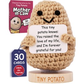 Mother-in-Law Mother’s Day Gift - Crochet Positive Potato Figure with 30 Interchangeable Signs for Mother In Law, Thoughtful and Funny Gifts for Mother-in-Law, Birthday Appreciation Gift for MIL