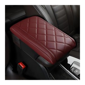 Sandfren Car Center Console Pad, Anti-Scratch Memory Foam Vehicle Armrest Seat Storage Box Cover, Soft Comfortable Automotive Console Protection Cushion, Universal for SUV Sedan Truck (Wine Red)