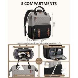 Pritent Laptop Backpack for Women, Large Capacity Work Business Backpack, 15.6inch Carry On Backpack Nurse Bag College Bookbag, Casual Daypack for Travel, khaki