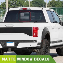 HEVLE Rear Middle Window American Flag Decal, Matte USA Flag Decal, Back Center Sliding Window USA Flag Vinyl Sticker Exterior Accessories Fits for Ford F150 F250 F350 (Matte Black)