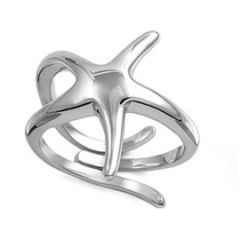 Sterling Silver Women's Unique Starfish Ring Polished 925 Band 21mm Size 6