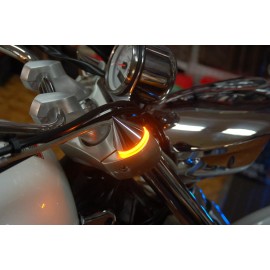 VICTORY MOTORCYCLE LED FORK SPIKE FRONT TURN SIGNAL INDICATOR RELOCATION BLACK
