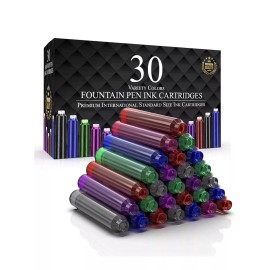 Wordsworth And Black  Fountain Pen Ink Refills Variety Colors Ink Pack of 30 Sta