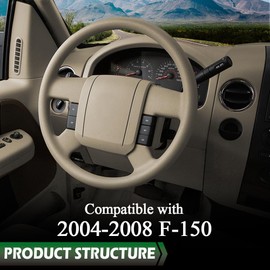 LQI Dashboard Instrument Cluster Cover Panel Dash Bezel Trim, Compatible with Ford F150 2004-2008, Fit Lariat Models, Beige
