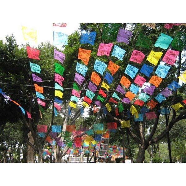5 Mexican Papel Picado Garlands Fiesta Decor 5m/16.4ft Long Large Paper Banners
