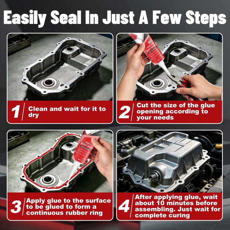 LUXFINISH RTV Silicone Gasket Maker, High Temp Silicone Sealant –