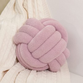 ZAKUN Knot Pillow Balls, Knot Round Ball Pillows Decorative Throw Pillows 13.7'' Plush Knotted Pillows Home Decoration for Sofa Bed Couch Knotted Ball Throw Pillow - Light Purple