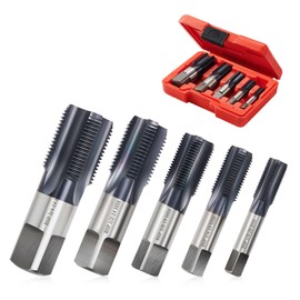 Litorange 5 PCS BSP Pipe Tap Set, 4340 Steel Threader with ALCRN Coating, 1/8-3/4 inch BSP Tap Set, Hand Threading Plumbing Tap Set for Accurate Threads, Assorted Plumbers DIY Thread Cutting Tools