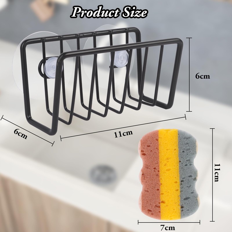 Bomiclss Sponge Holder for Kitchen Sink with 2 Suction Cups,