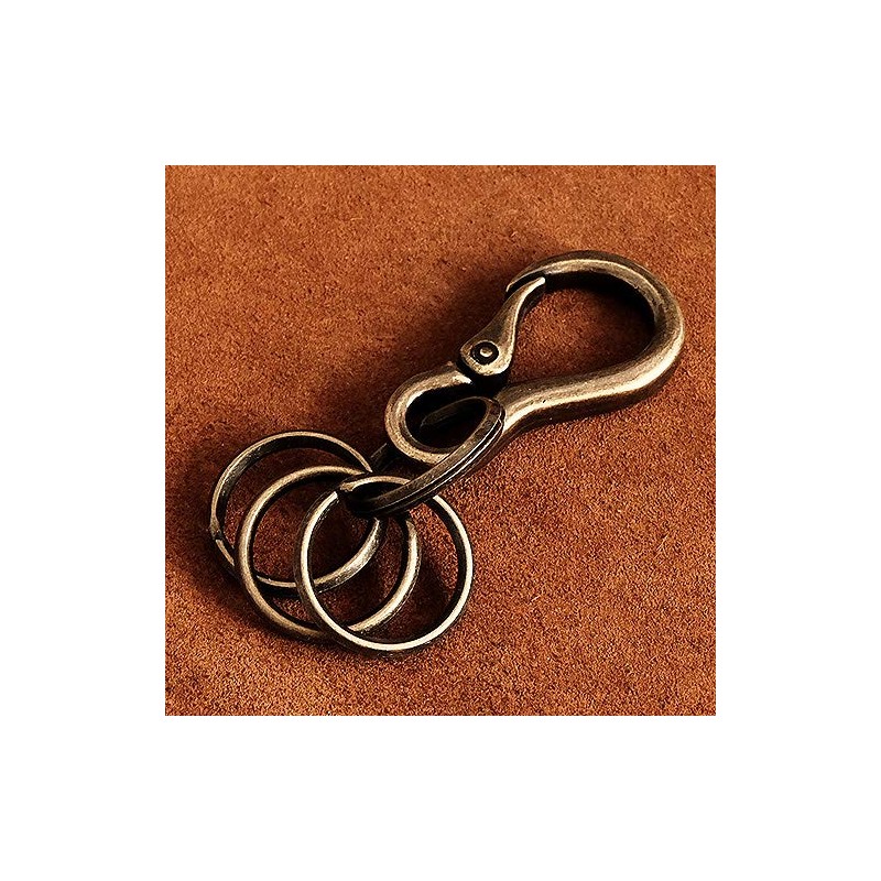 BRASS STORE Carabiner Keychain with Antique Double Ring (Bronze Small)